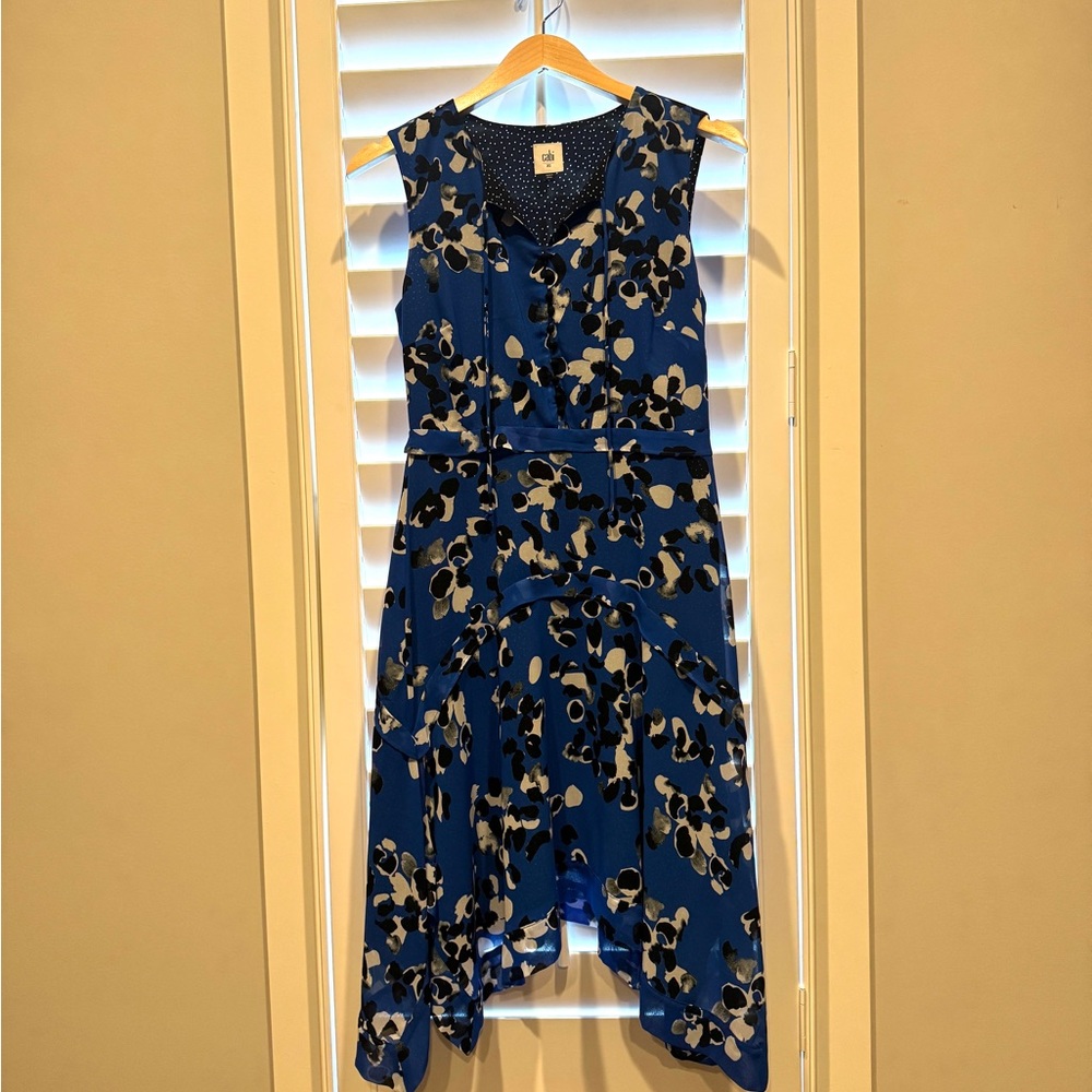 CAbi Blue and White Floral Dress